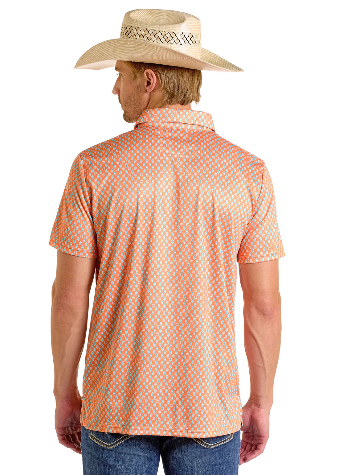 Rock & Roll Men's Orange Geo Polo