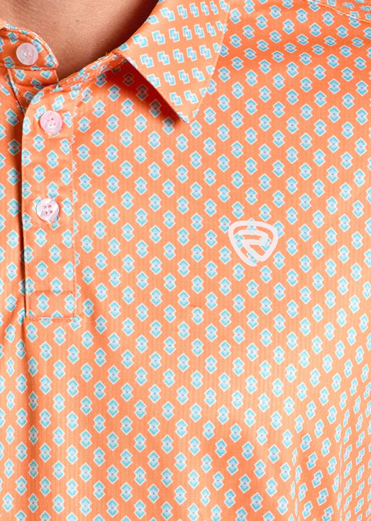 Rock & Roll Men's Orange Geo Polo