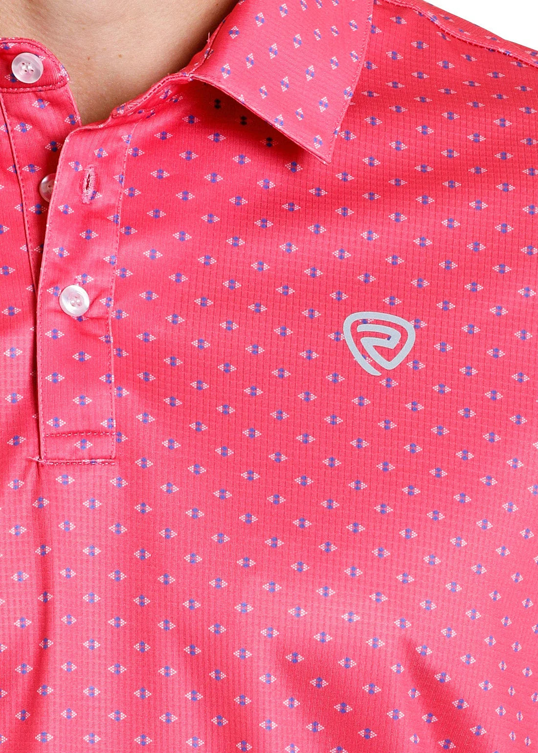 Rock & Roll Denim Hot Pink Geo Print Polo