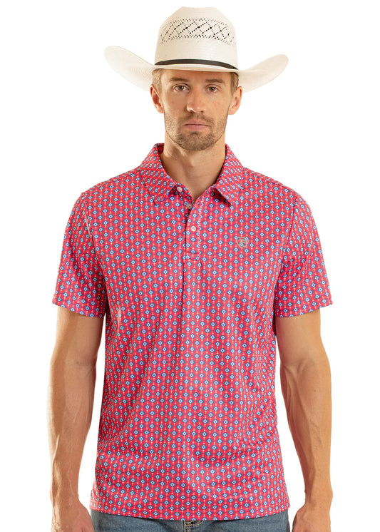 Rock & Roll Mini Hot Pink Aztec Star Polo