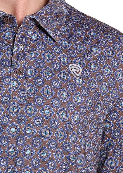 Rock & Roll Chocolate Medallion Print Polo