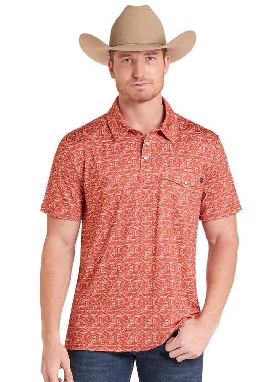 Rock & Roll Orange Gameday Print Polo