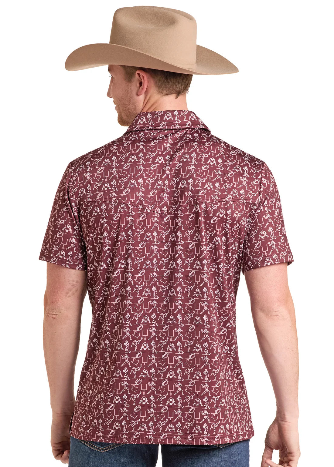 Rock & Roll Maroon Gameday Print Polo