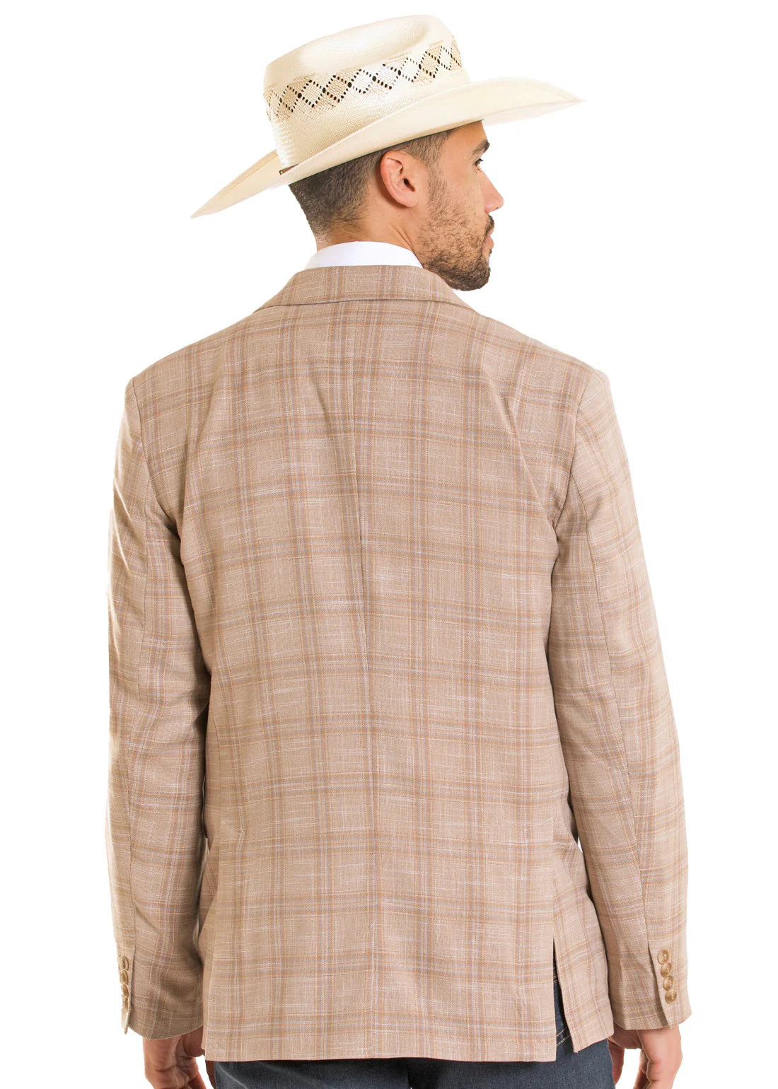 Rock & Roll Denim Tan Graph Plaid Sport Coat