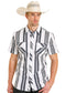 Rock & Roll Slim Fit Black & White Striped Short Sleeve Snap Shirt