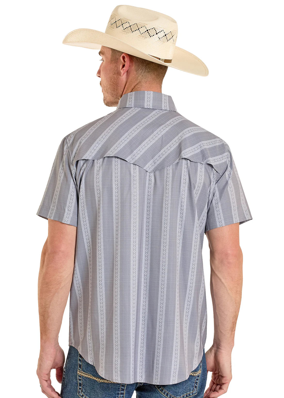 Rock & Roll Denim TEK Western Classic Dobby Stripe Short Sleeve Shirt