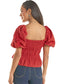Rock & Roll Cutwork Puff Sleeve Poplin Blouse in Red