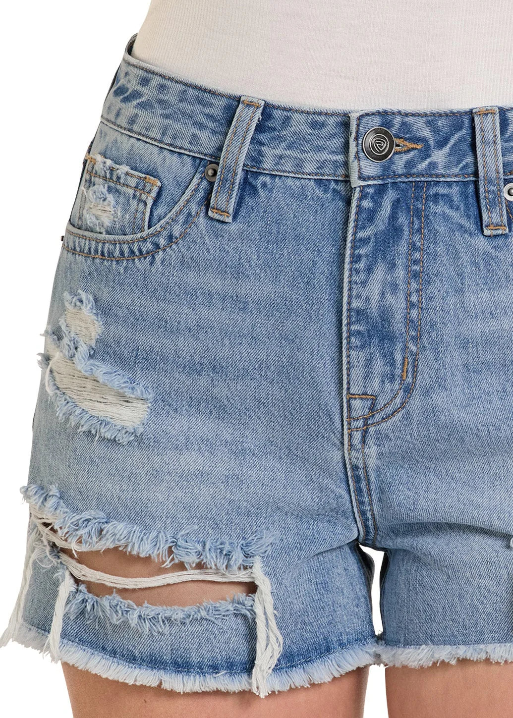 Rock & Roll Denim Classic Pocket Distressed Shorts