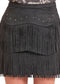 Rock & Roll Denim Studded Microsuede Skirt with Fringe