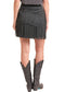 Rock & Roll Denim Studded Microsuede Skirt with Fringe