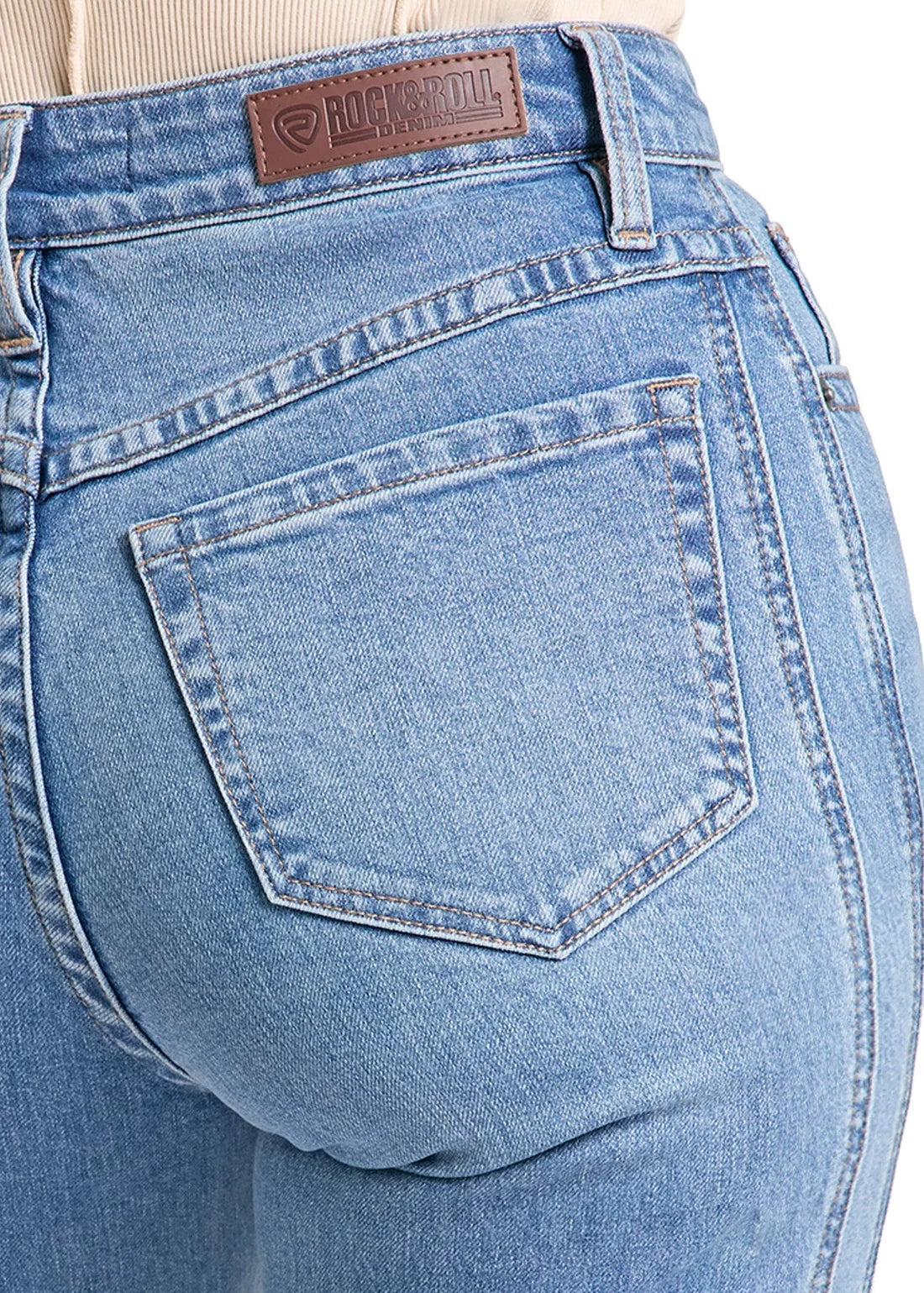 Rock and Roll Denim Side Panel Seamed Wide Leg Jeans