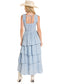 Rock & Roll Denim Floral Ruffle Tiered Maxi Dress in Cerulean