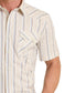 Panhandle Slim Modern Vintage Cream Stripe Short Sleeve Snap Shirt