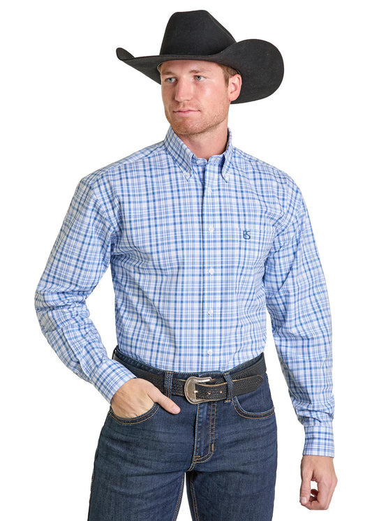 Panhandle Slim Classic Blue Plaid Button-Down Shirt