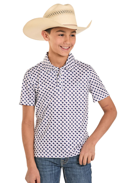 Panhandle Slim Boys' Texas Novelty Performance Polo