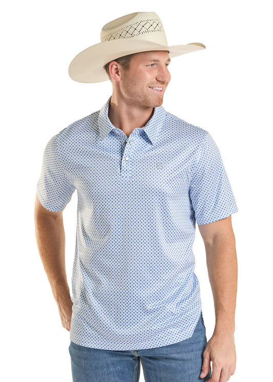 Panhandle Slim Blue Aztec Diamond Performance Polo