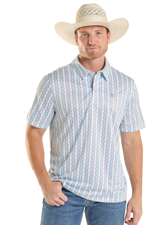 Panhandle Slim Micro Medallion Stripe Performance Polo