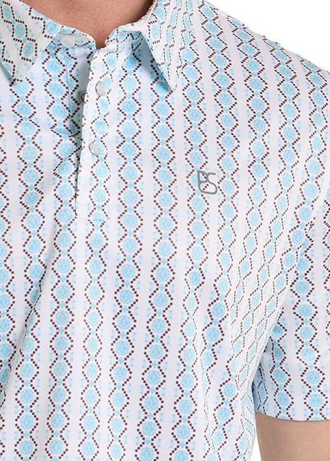 Panhandle Slim Micro Medallion Stripe Performance Polo