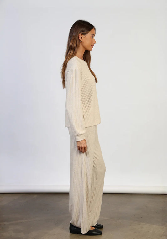 Dylan Emma Rib Pant in Ivory