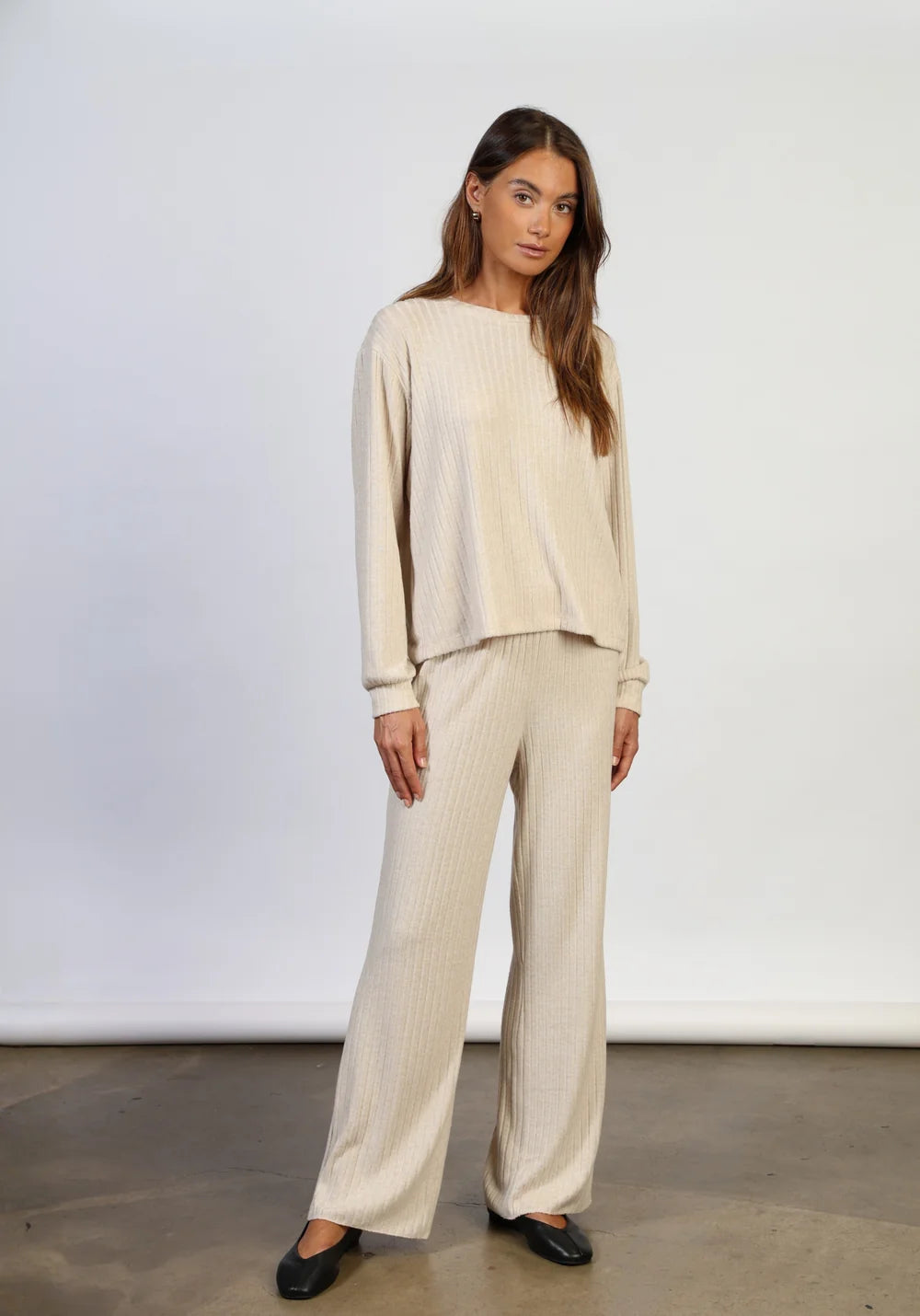 Dylan Emma Rib Pant in Ivory
