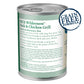 Can of Blue Wilderness Duck & Chicken Grill dog food with ingredient list and grain-free label on a white background