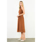 Sleeveless Crinkled Midi Dress in Brown