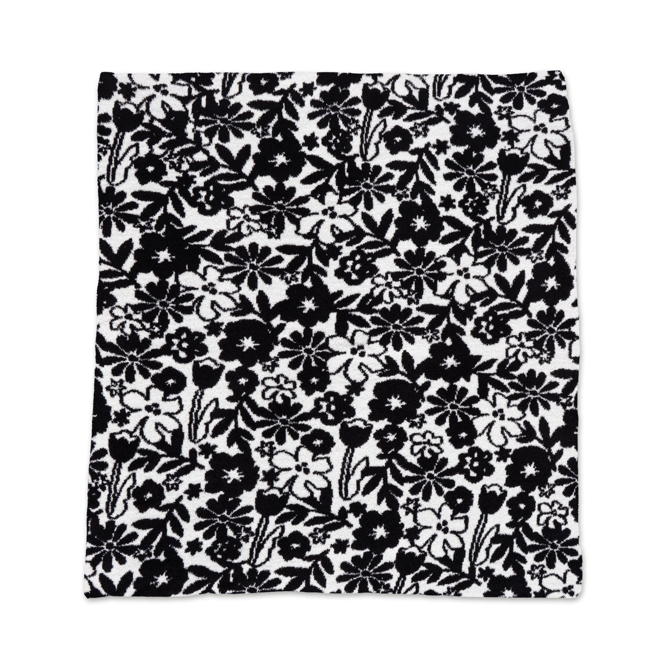 Black & White Floral Motif Throw Blanket