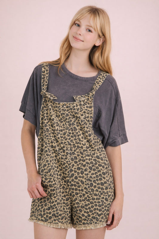Leopard Printed Cotton Romper