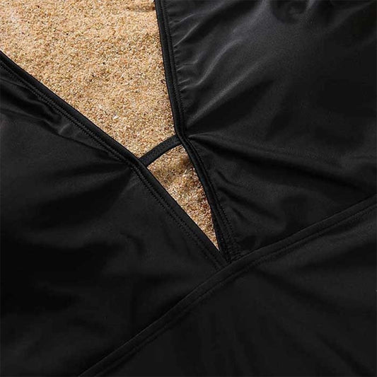 Black Ruffle One-Piece Swimsuit