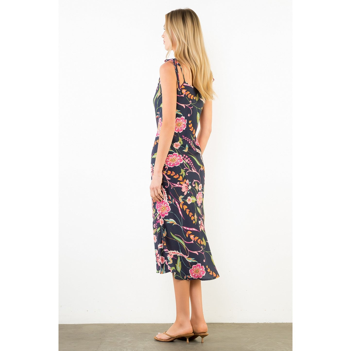 Tie Strap Floral Pattern Dress