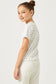 Girls Button Detail Ditsy Floral Knit T-Shirt
