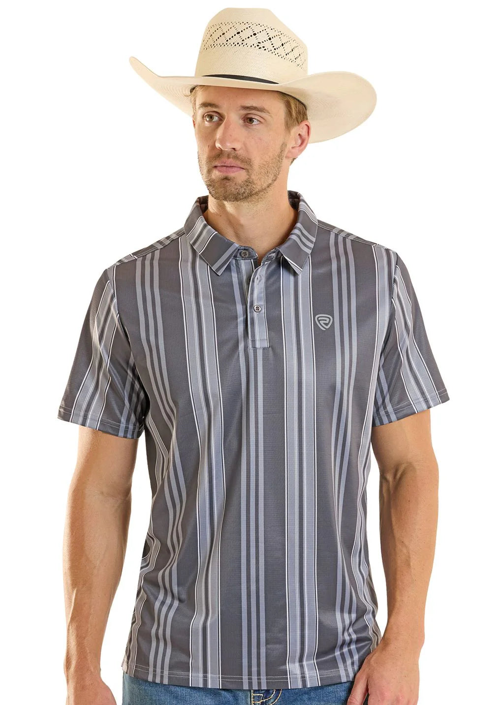 Rock & Roll Grey Striped Polo