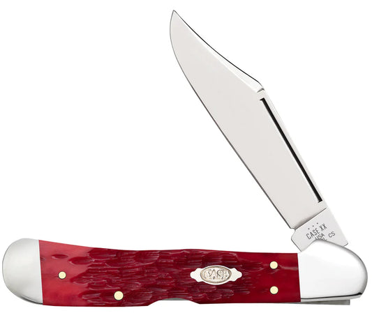 Case Peach Seed Jig Dark Red Bone Carbon Steel CopperLock