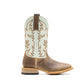 Hyer Topeka Boot in Robin's Egg and Tan Crazy Cowhide Boots