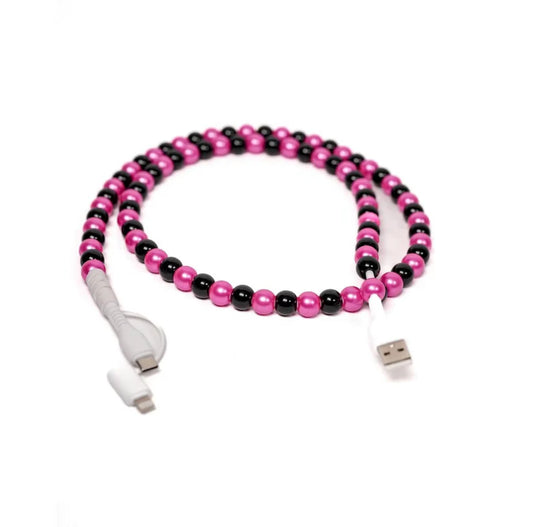 Pink & Black Pearl Charging Cable
