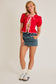 Lovin' Red Puff Sleeve Bow Blouse