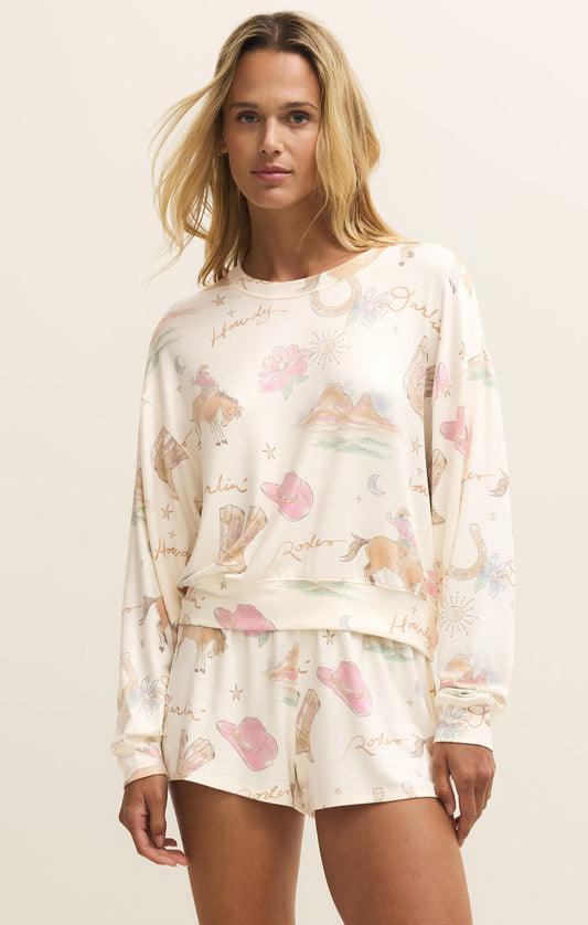 Z Supply Desert Rose Long Sleeve Top in Vanilla Ice