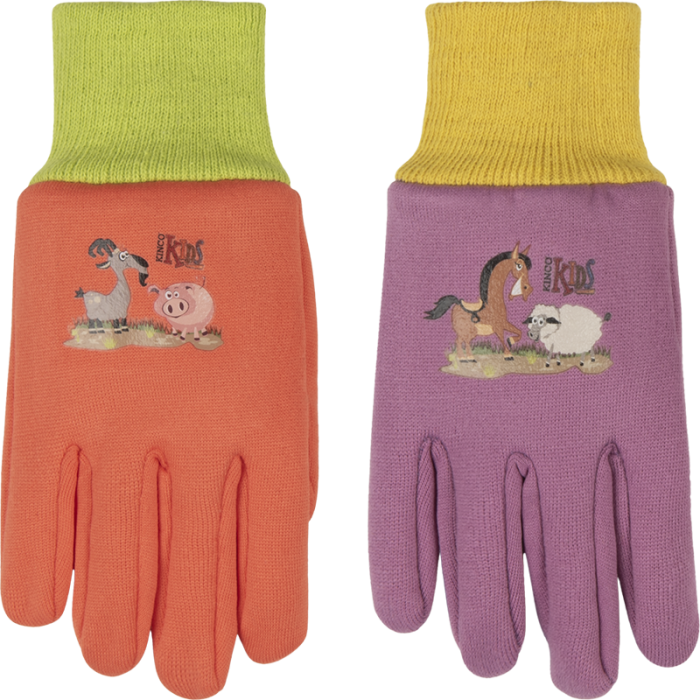 Kinco Kids' Farm Friends™ 8 oz Jersey Gloves Purple/Coral