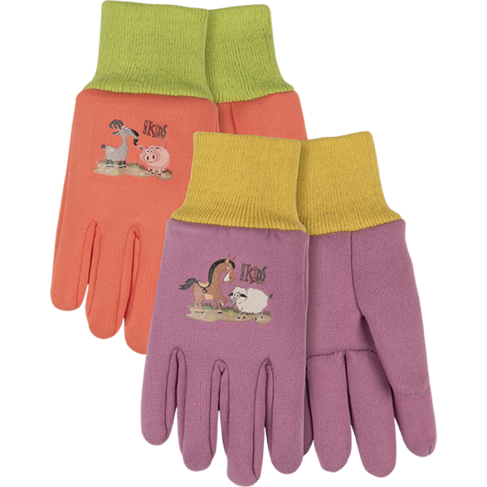 Kinco Kids' Farm Friends™ 8 oz Jersey Gloves Purple/Coral