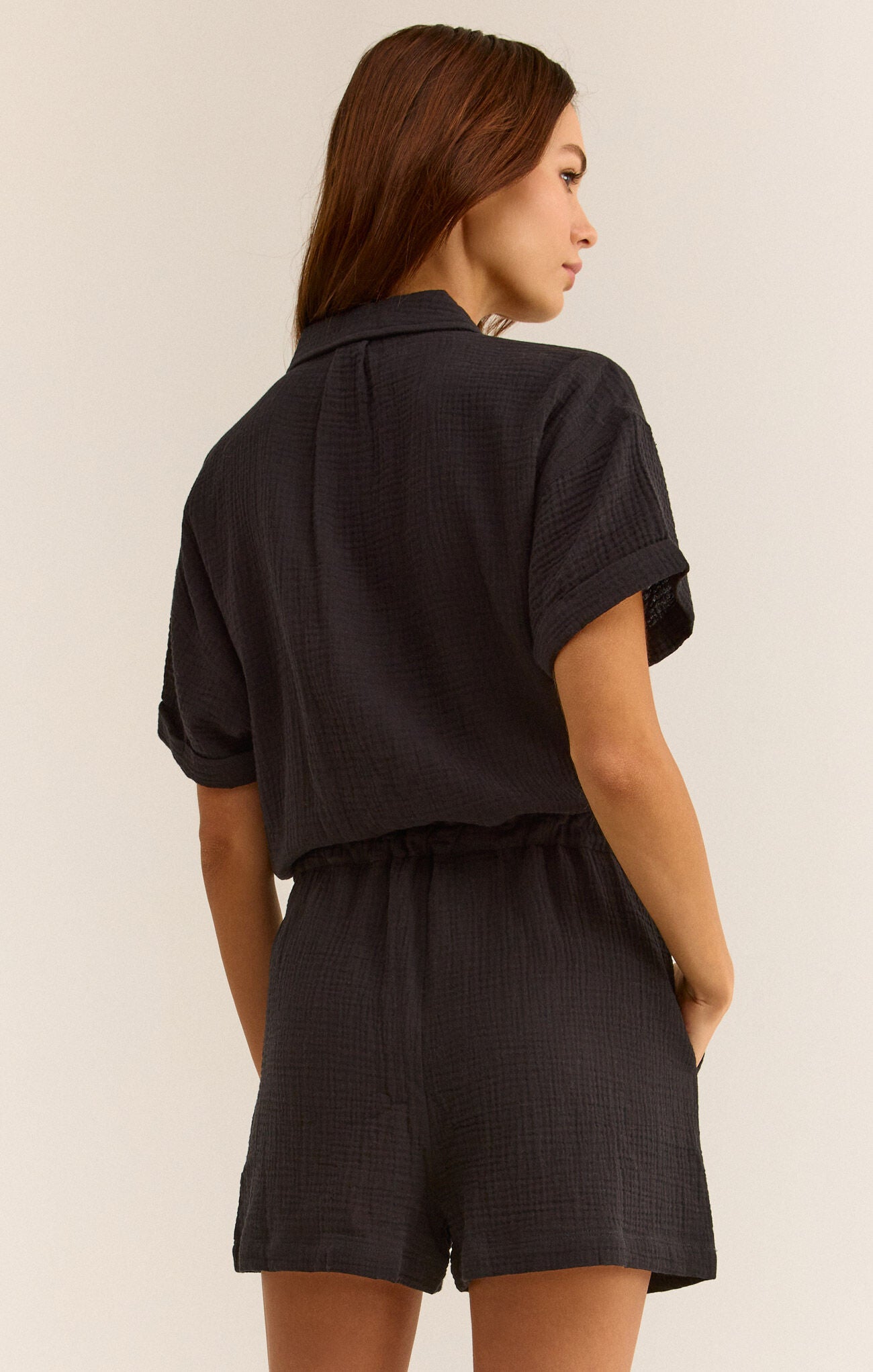 Z Supply Lookout Gauze Black Romper