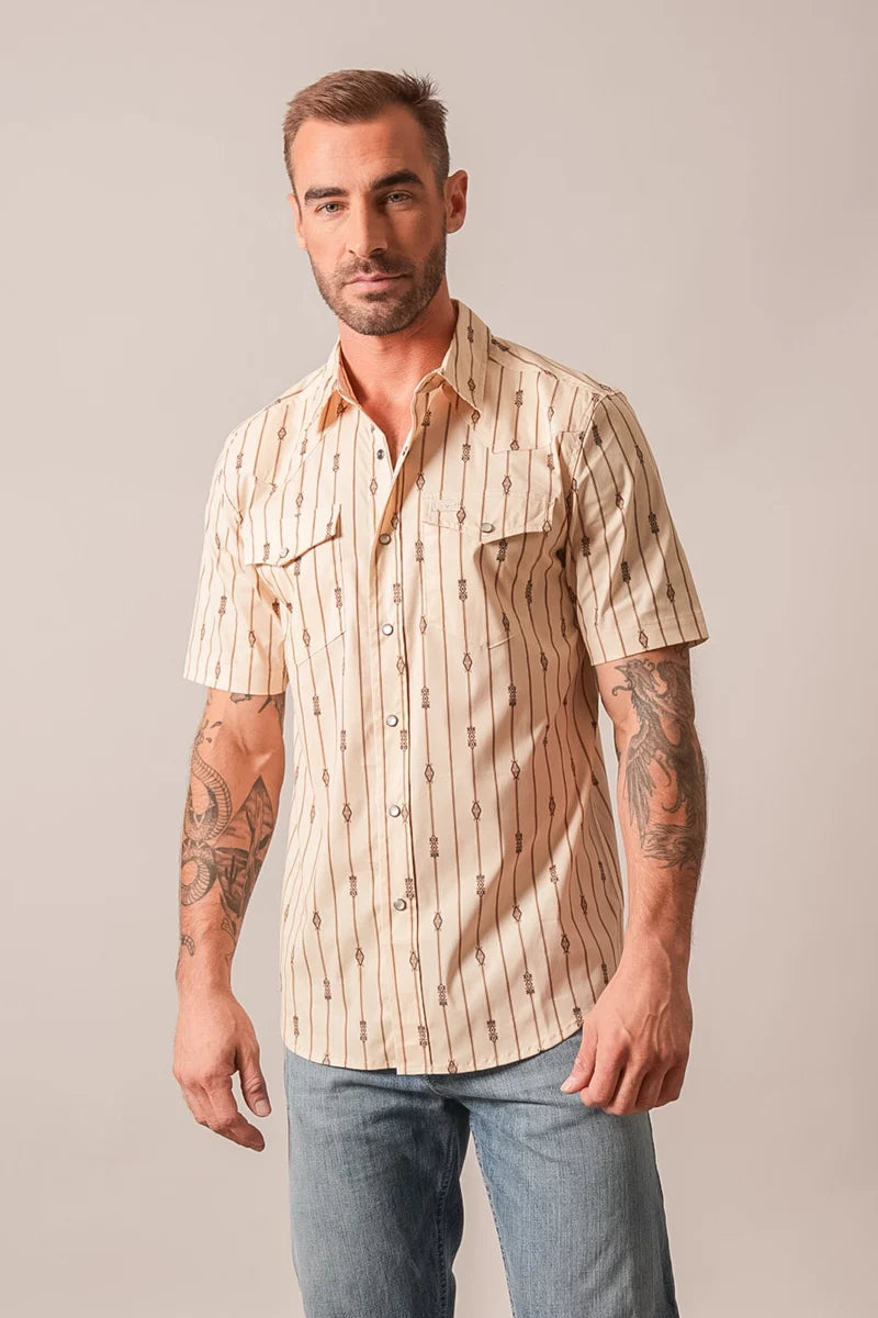 Kimes Ranch Gunner Western Pearl Snap Shirt in Natural
