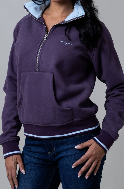 Kimes Ranch Malta Cropped Quarter Zip in Plum