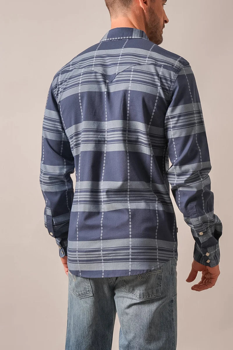 Kimes Ranch Mitch Pearl Snap Shirt in Dark Blue
