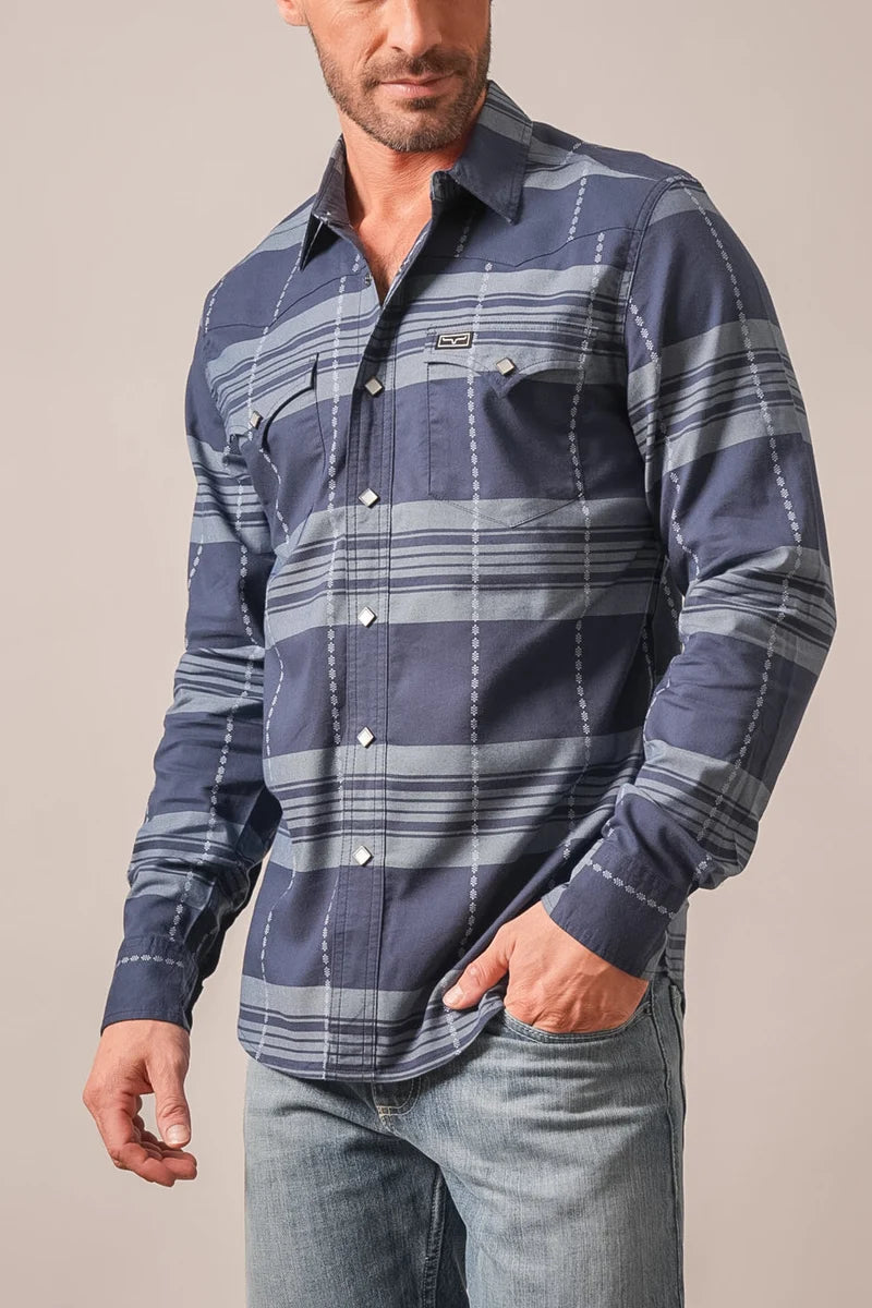 Kimes Ranch Mitch Pearl Snap Shirt in Dark Blue