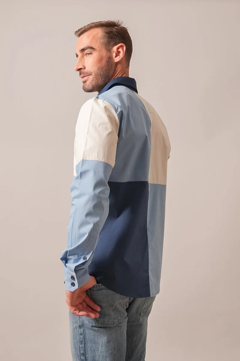 Kimes Ranch ZT Block Party Western Shirt in Mid Blue