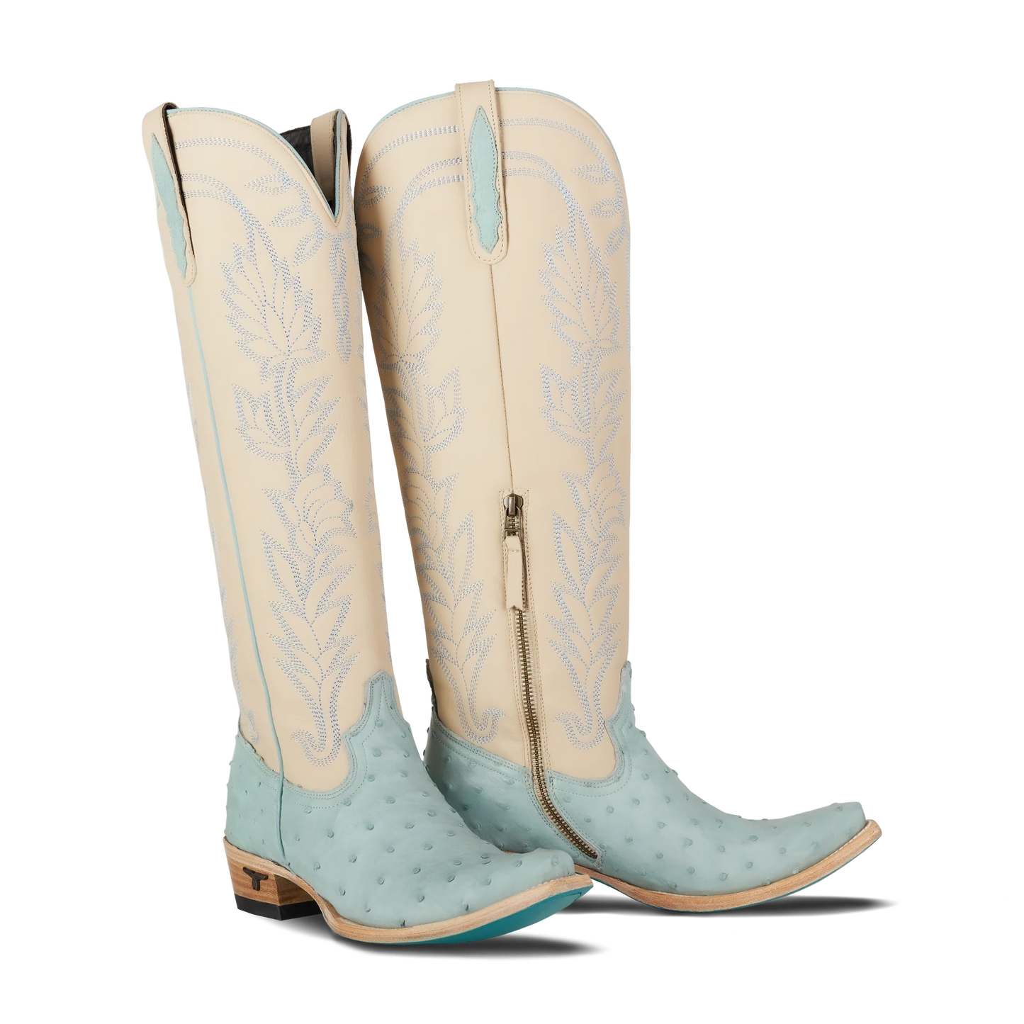 Lane Boots Sandaga Knee High in Powder Blue Ostrich
