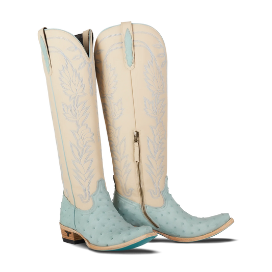 Lane Boots Sandaga Knee High in Powder Blue Ostrich
