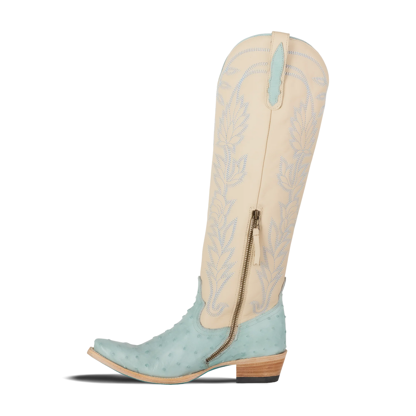 Lane Boots Sandaga Knee High in Powder Blue Ostrich