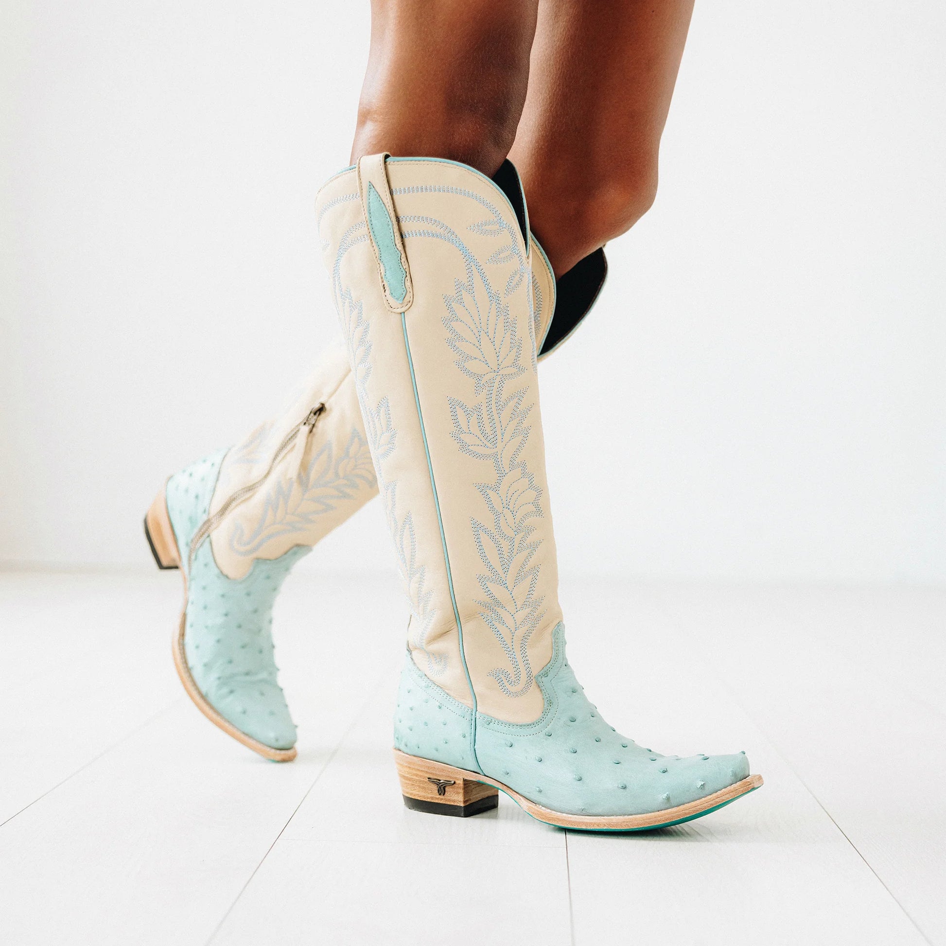 Lane Boots Sandaga Knee High in Powder Blue Ostrich – Cowboy