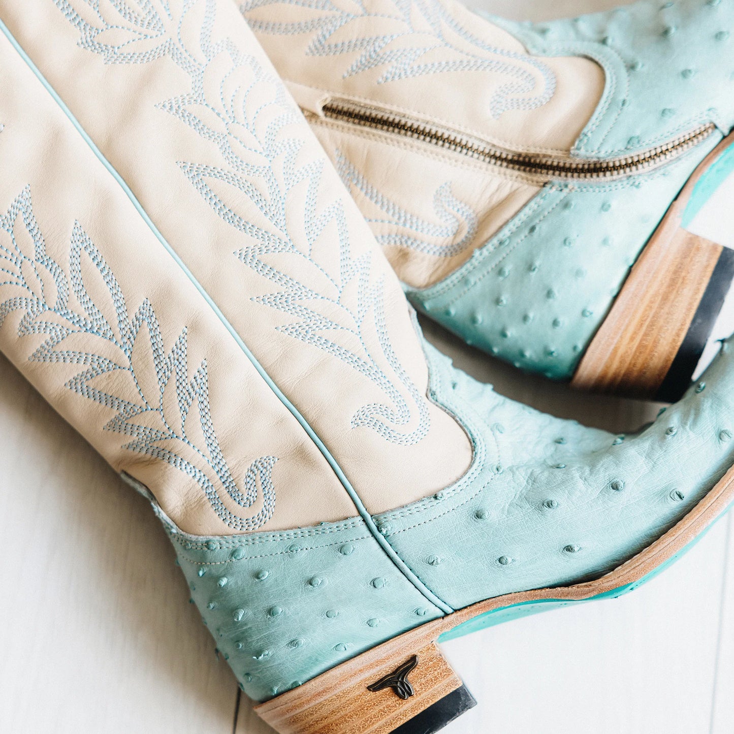 Lane Boots Sandaga Knee High in Powder Blue Ostrich